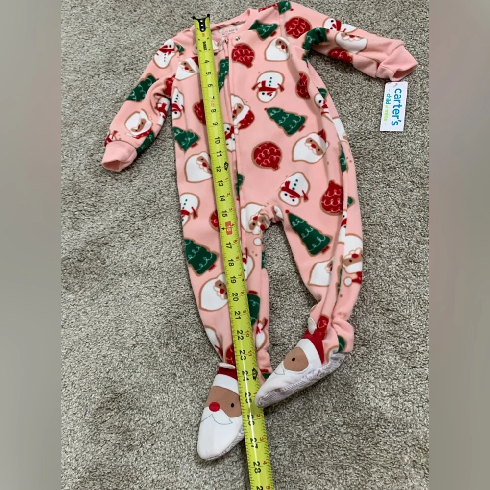 Carters Christmas Santa Fleece Sleeper Pajamas - 12m - NEW